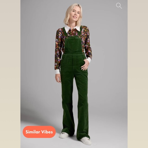 ModCloth Adored In Cords Flared Overalls 2X Emerald Green - Picture 8 of 9